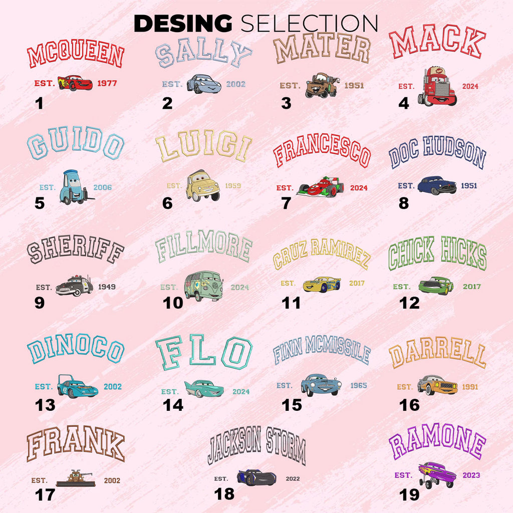 Mcqueen Sally Sweatshirt, Cars Movie Embroidered Sweatshirt, Cartoon Family Sweat