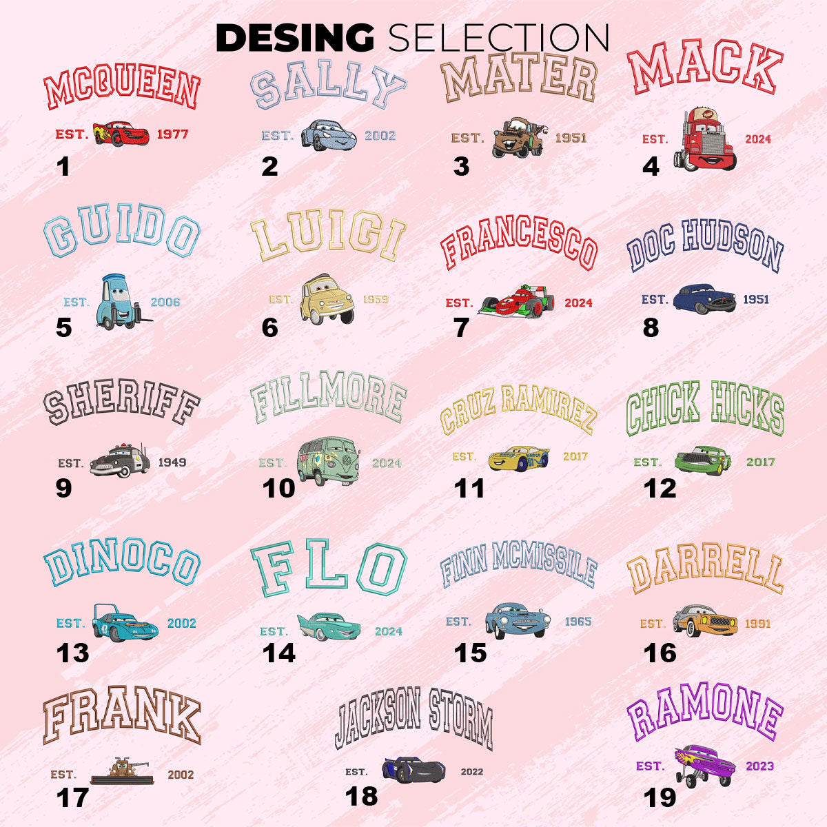 Mcqueen Sally Sweatshirt, Cars Movie Embroidered Sweatshirt, Cartoon Family Sweat