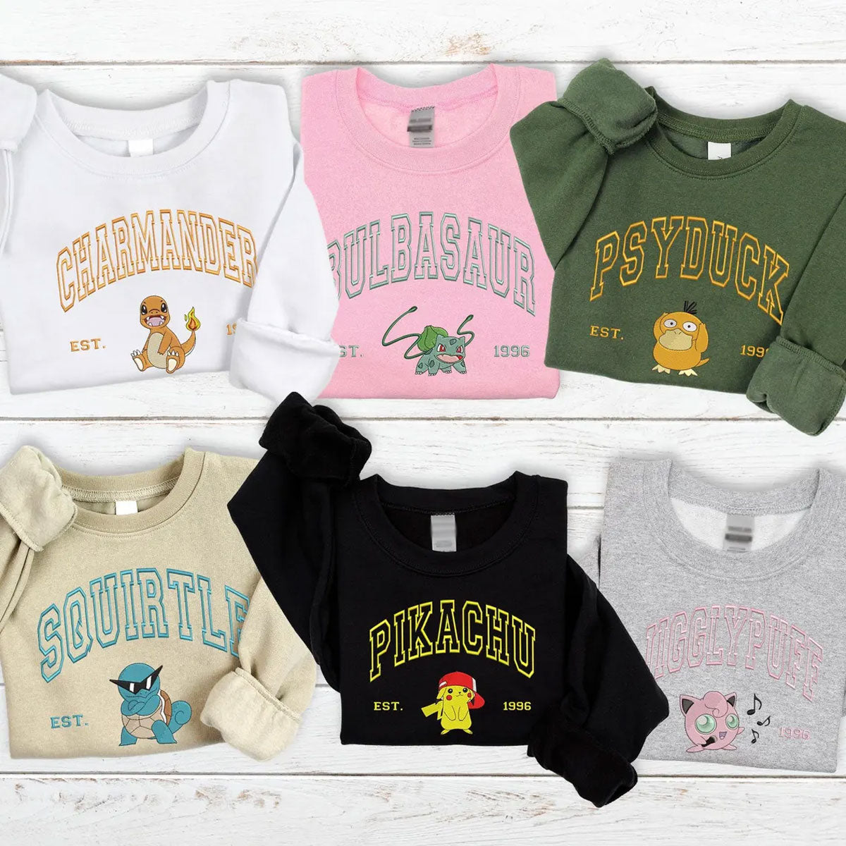Personalized Pockemon Anime Characters Embroidered Sweatshirt