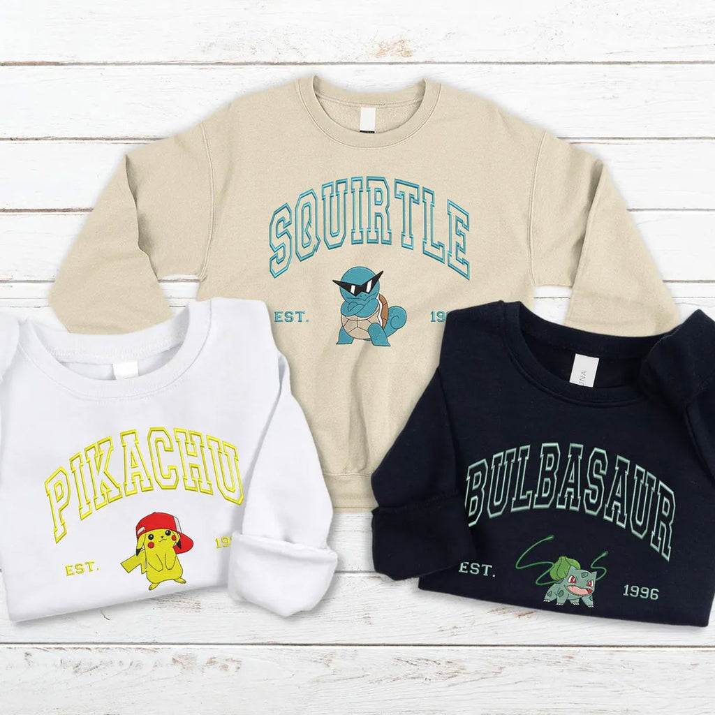 Personalized Pockemon Anime Characters Embroidered Sweatshirt