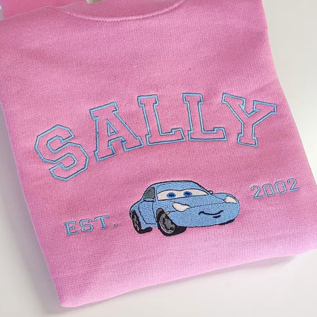 Mcqueen Sally Sweatshirt, Cars Movie Embroidered Sweatshirt, Cartoon Family Sweat