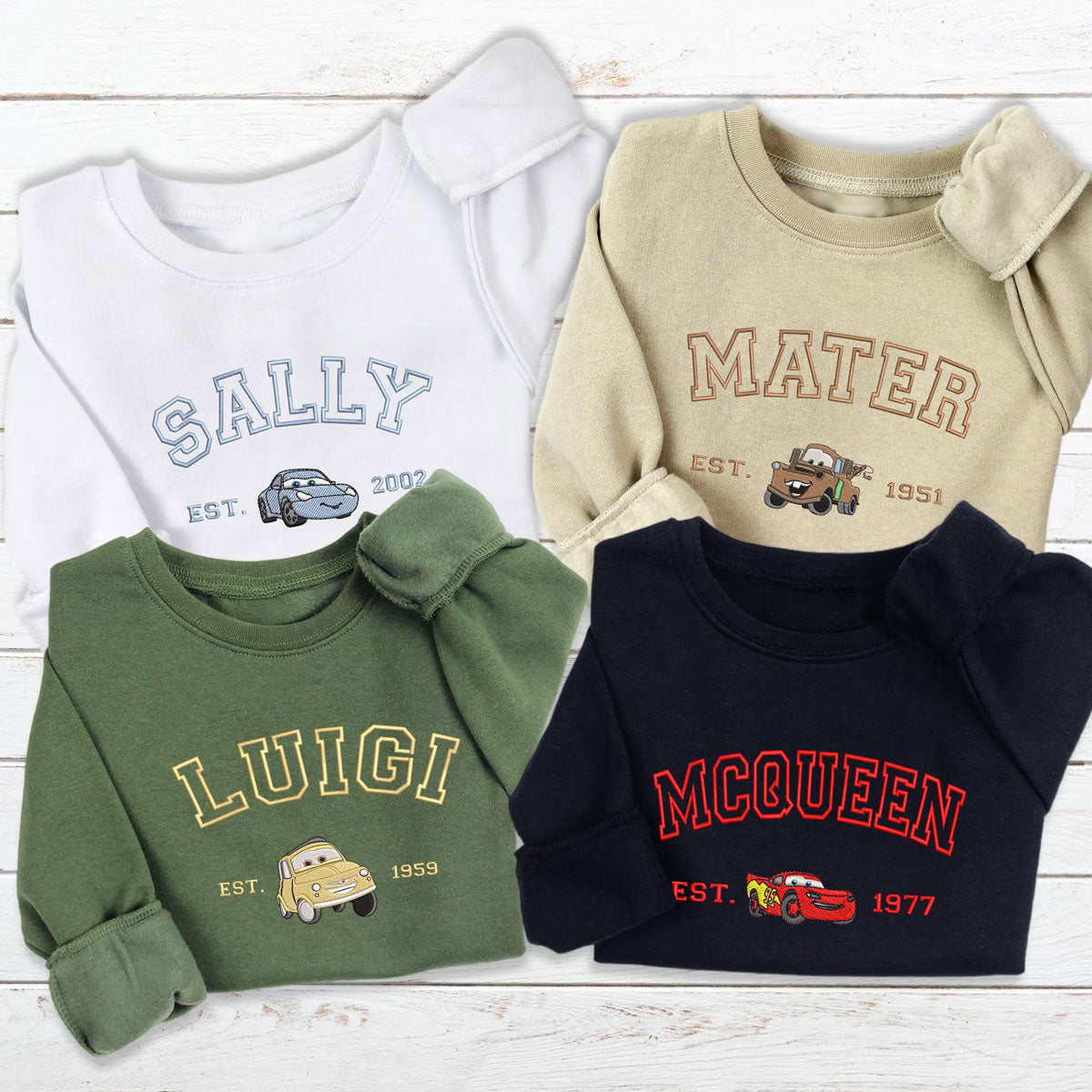Mcqueen Sally Sweatshirt, Cars Movie Embroidered Sweatshirt, Cartoon Family Sweat