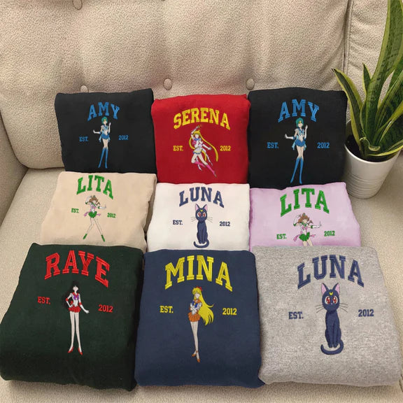 Sailor Moon Embroidered Shirt, Magical Sweatshirt Hoodie Embroidery