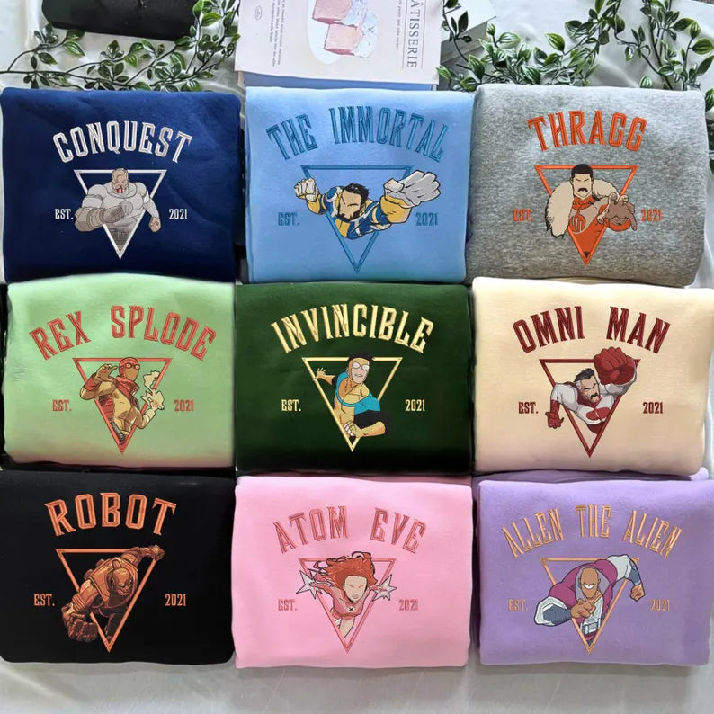 Invincble Characters Comic Embroidered Sweatshirt