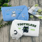 Toothless and Light Fury Embroidered Sweatshirt, Dragon Hoodie