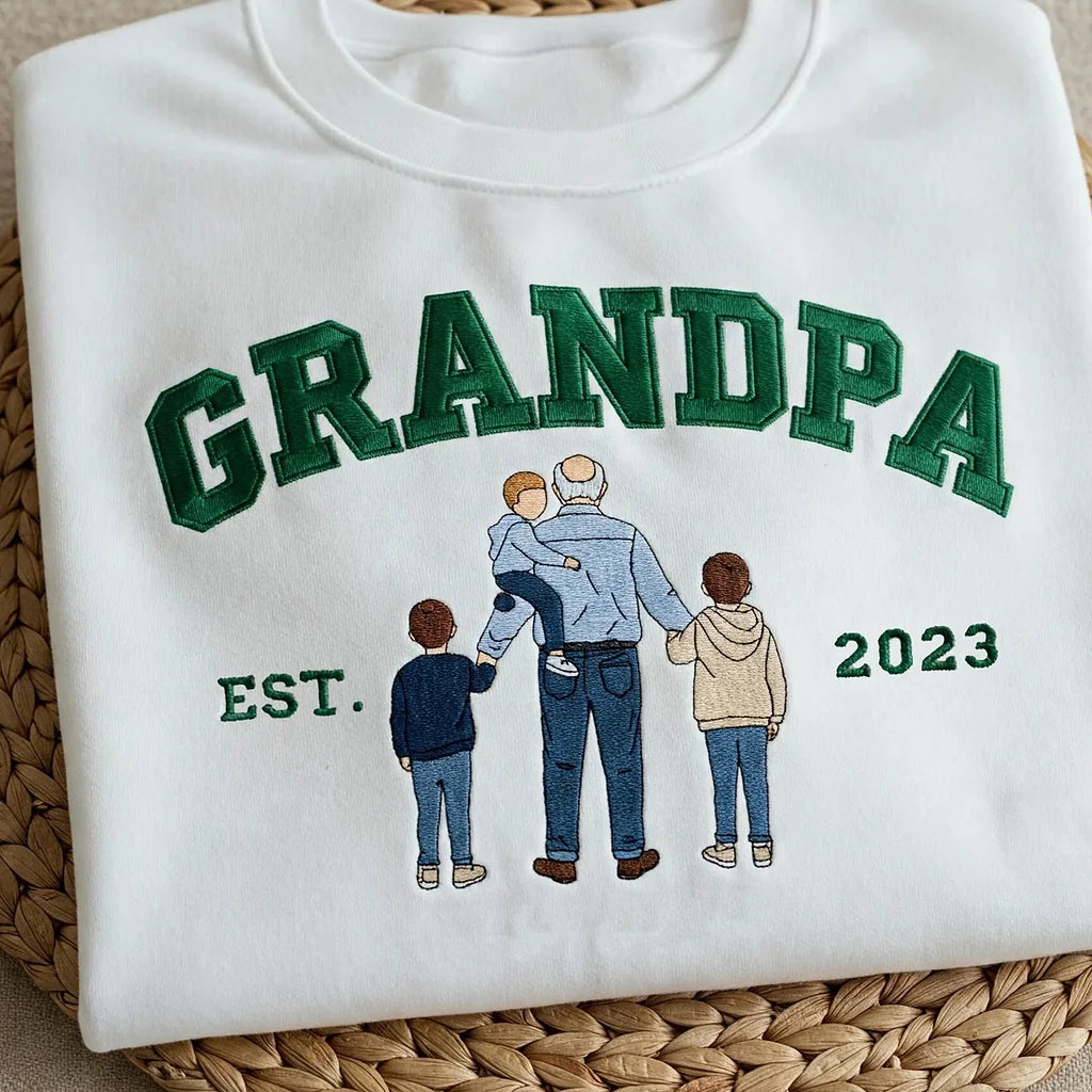 Custom Photo Embroidered Sweatshirt for DAD/Grandpa