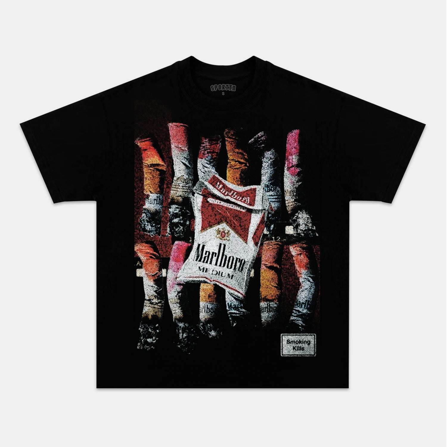 RETRO STREET CIGARETTE BUTT PRINT TEE