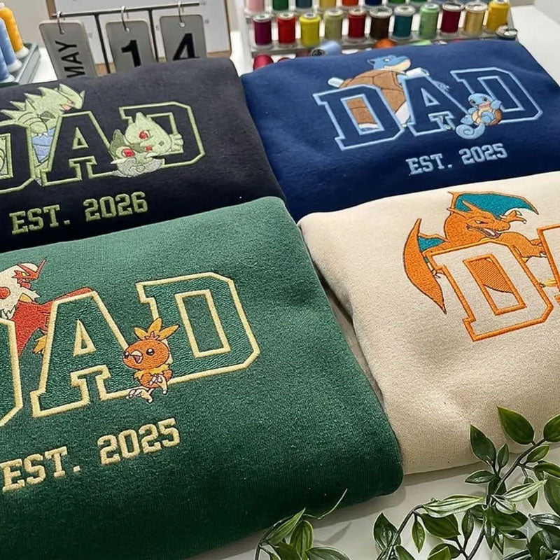 Custom Embroidered Anime Sweatshirt, Personalized PokaDad Character Hoodie