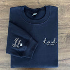Custom Mama Dad Embroidered Sweatshirt With Names On Sleeve