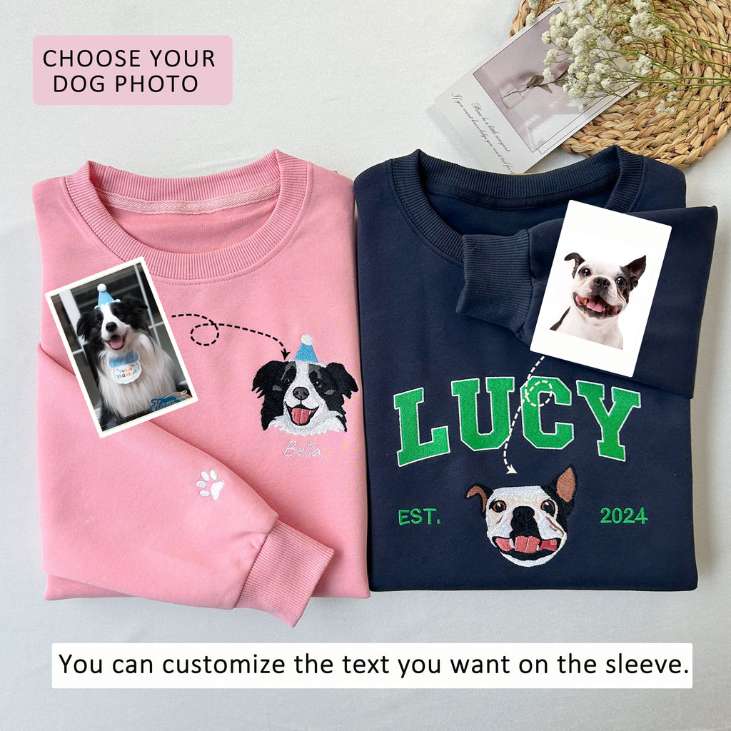 Custom Dog Face Embroidered Sweatshirt
