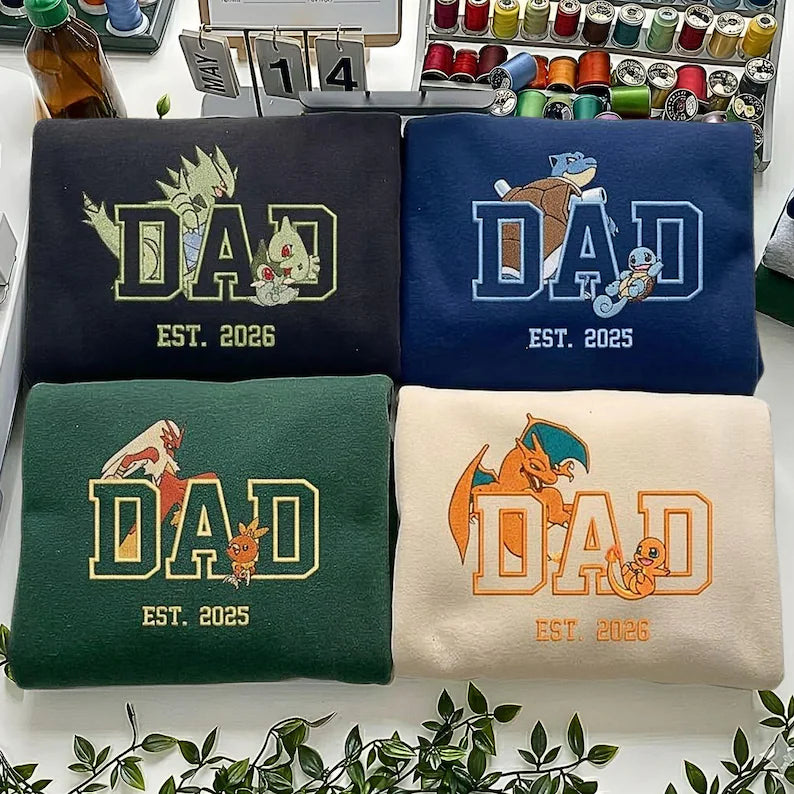 Custom Embroidered Anime Sweatshirt, Personalized PokaDad Character Hoodie