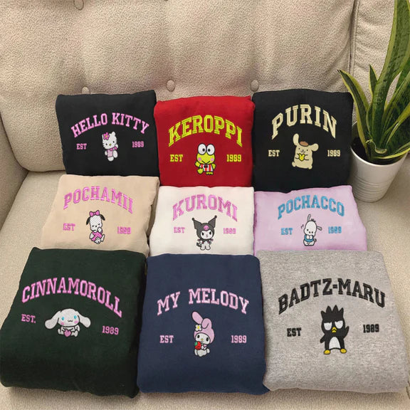 Sanrio Characters Embroidered Sweatshirt, Anime Sweatshirt and Hoodie