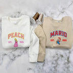 Matching Mario Embroidered Sweatshirt, Mario and Princess Hoodie