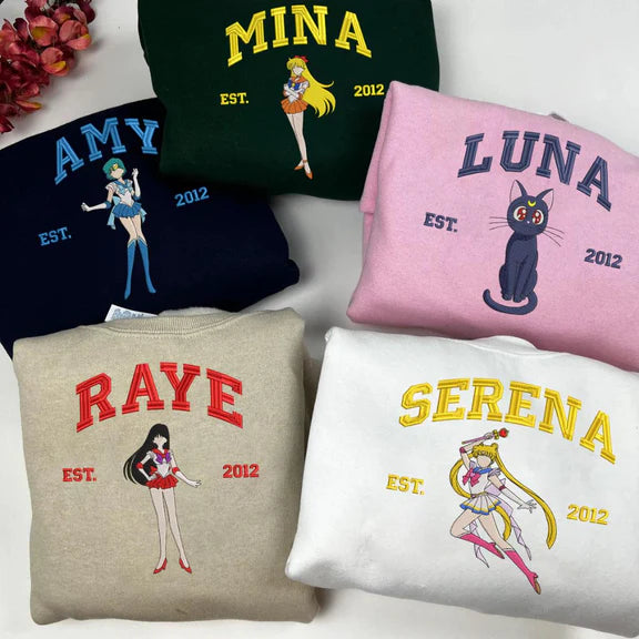 Sailor Moon Embroidered Shirt, Magical Sweatshirt Hoodie Embroidery