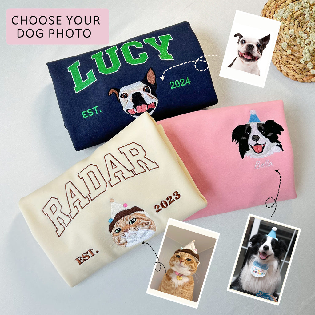 Custom Dog Face Embroidered Sweatshirt