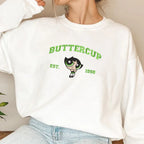 Powerpuff Girls Character Embroidered Sweatshirt, Cartoon Hoodie