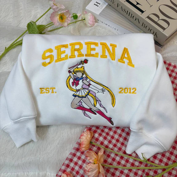 Sailor Moon Embroidered Shirt, Magical Sweatshirt Hoodie Embroidery