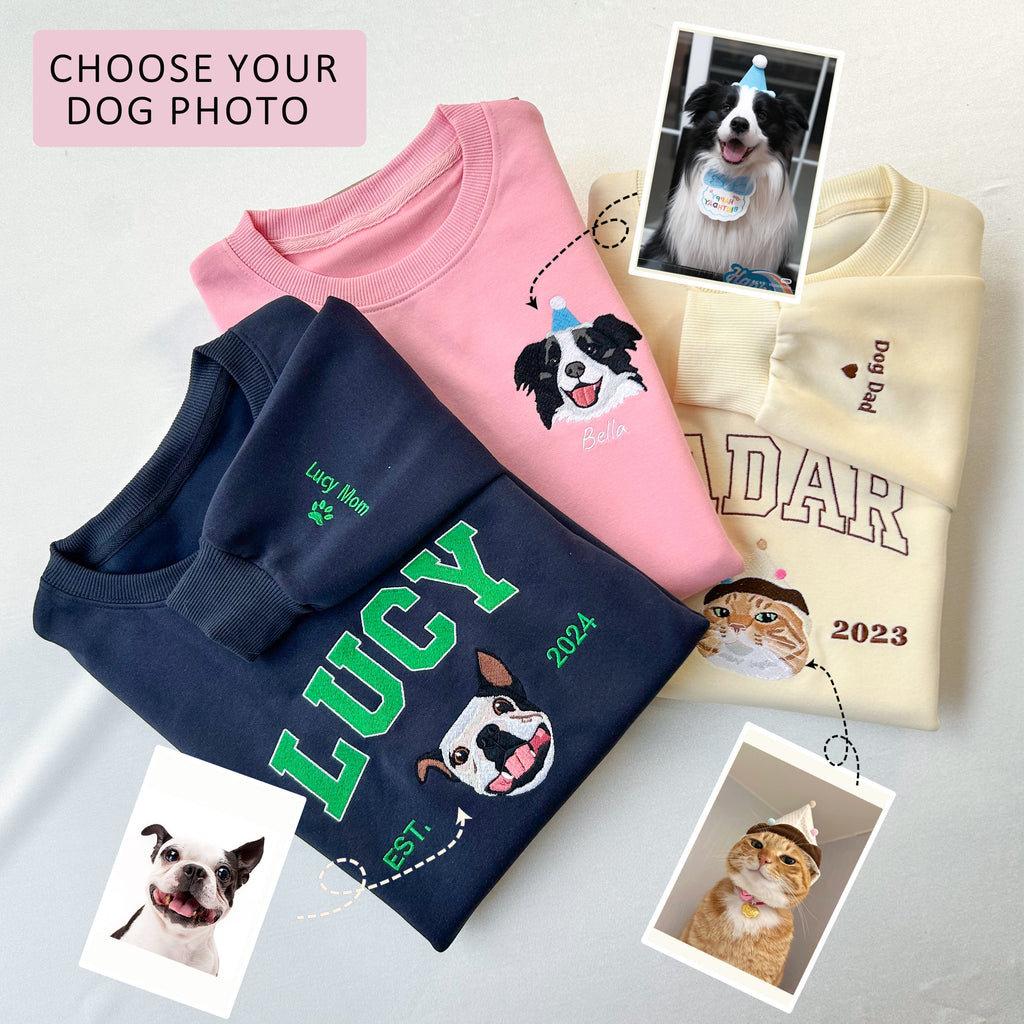 Custom Dog Face Embroidered Sweatshirt