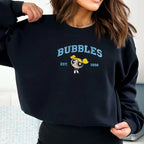 Powerpuff Girls Character Embroidered Sweatshirt, Cartoon Hoodie