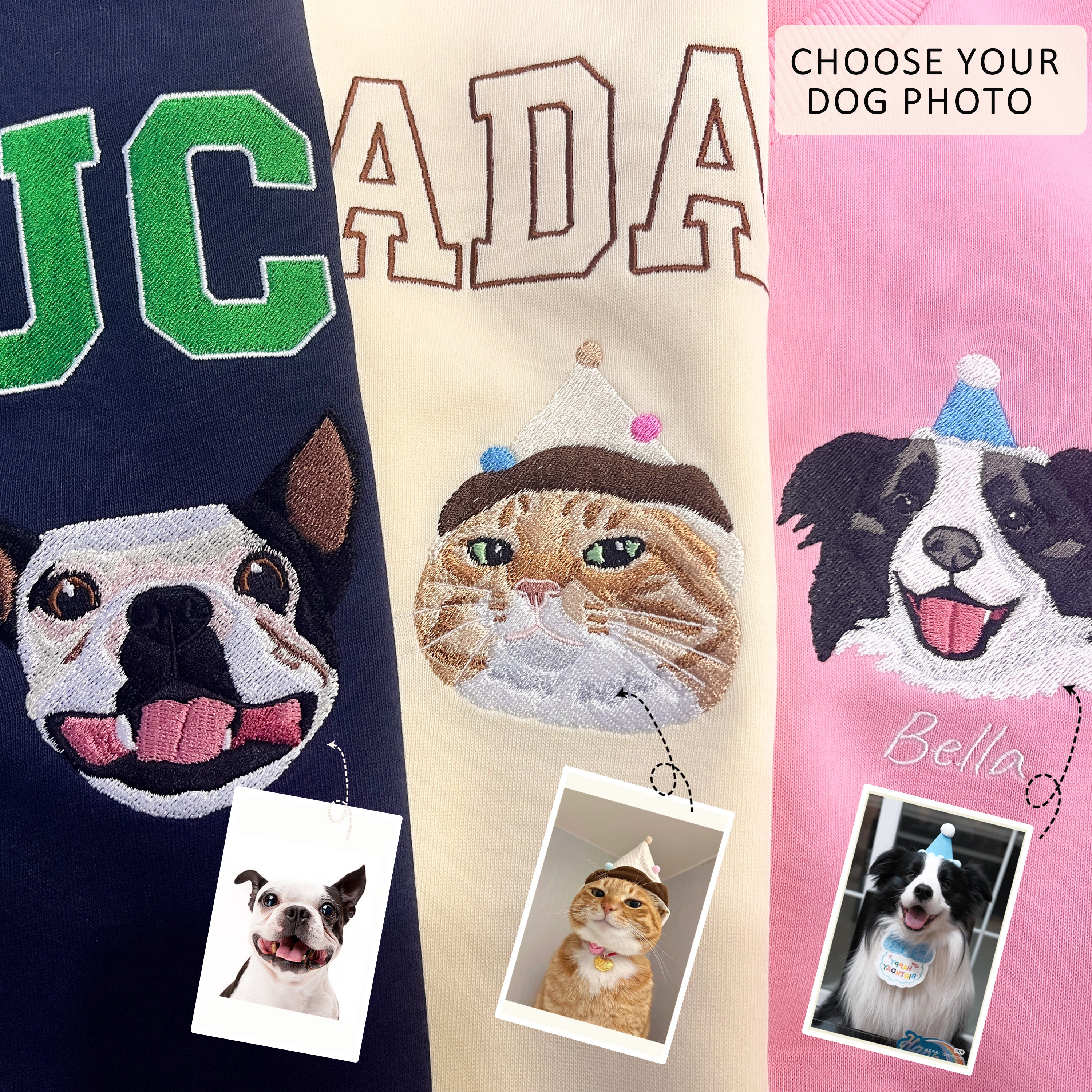 Custom Dog Face Embroidered Sweatshirt