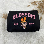 Powerpuff Girls Character Embroidered Sweatshirt, Cartoon Hoodie