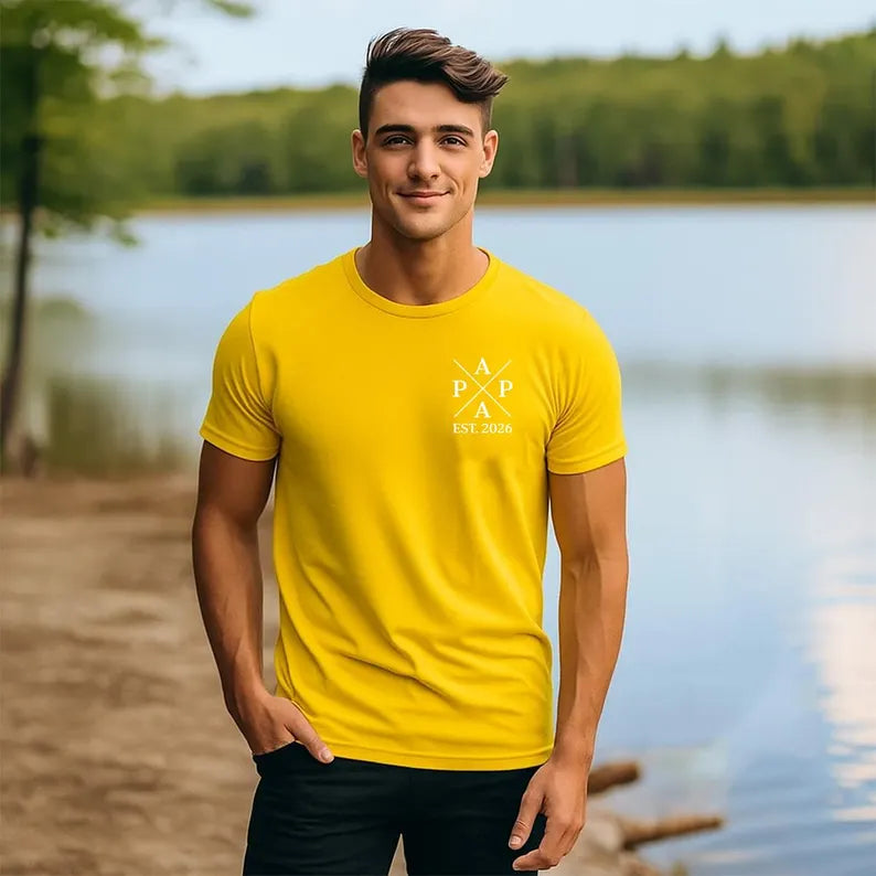 Personalized men's t-shirt for dad with children's names and birth years as a Father's Day gift