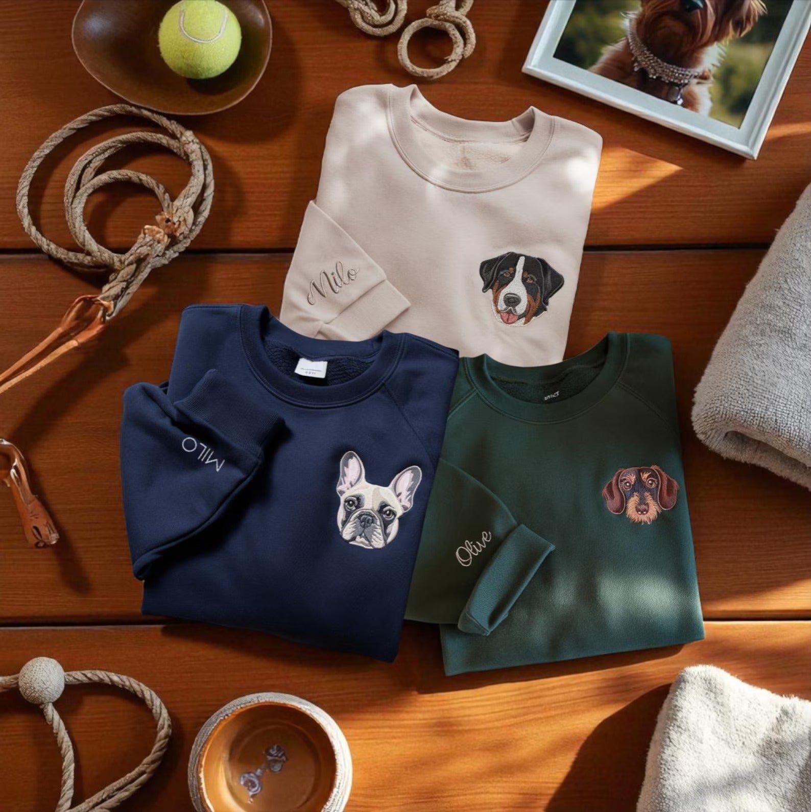 Custom Dog Face 2 Embroidered Sweatshirt