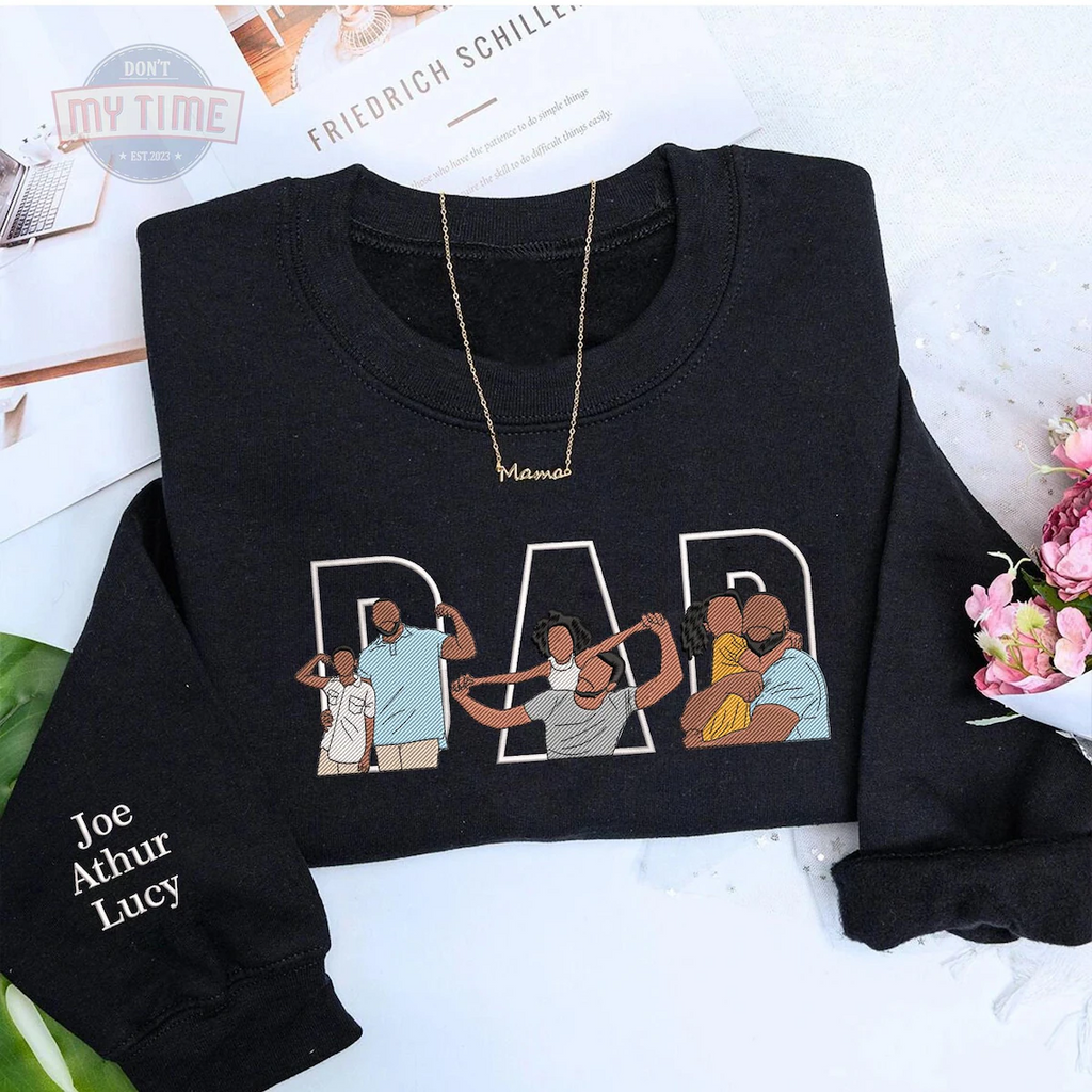 Custom Family Embroidered Sweatshirt – Gift for Papa, Dad or Mama
