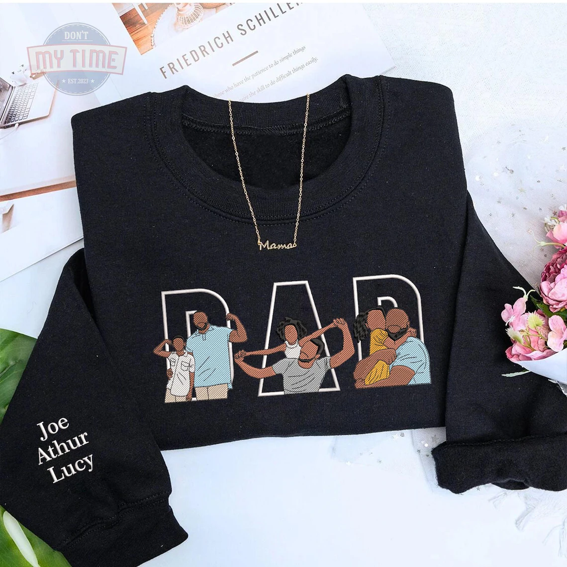 Custom Family Embroidered Sweatshirt – Gift for Papa, Dad or Mama