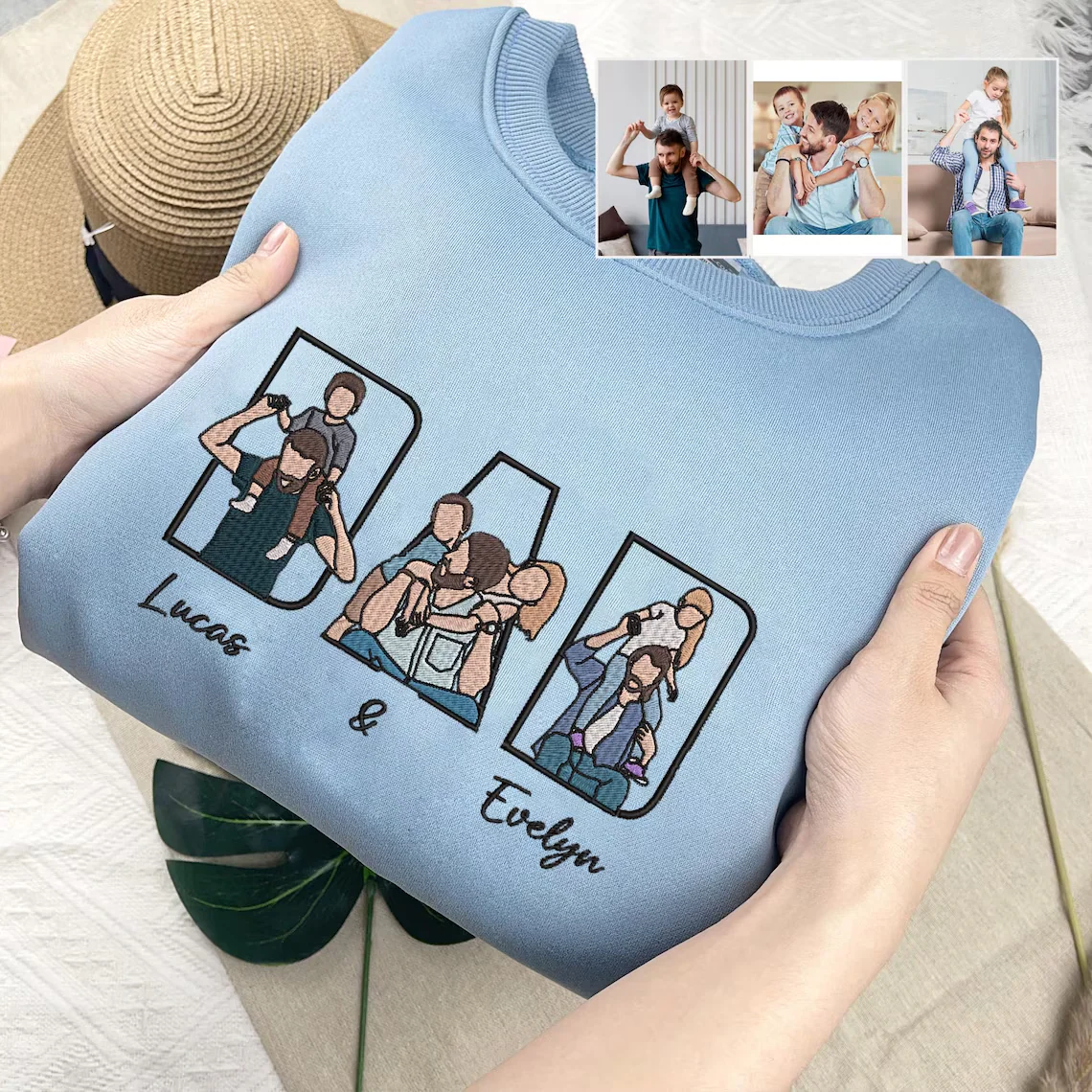Custom Family Embroidered Sweatshirt – Gift for Papa, Dad or Mama