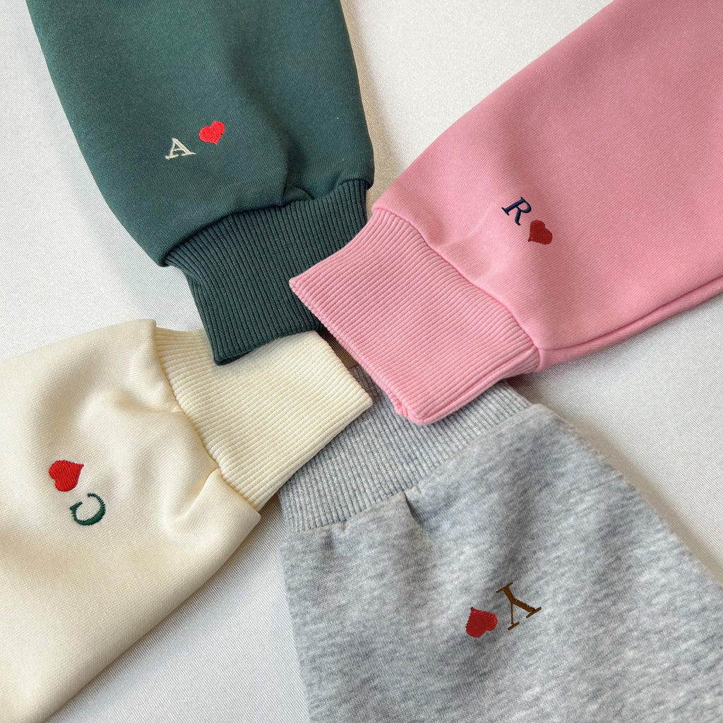Personalized Couple Initial Heart Embroidered Sweatshirts