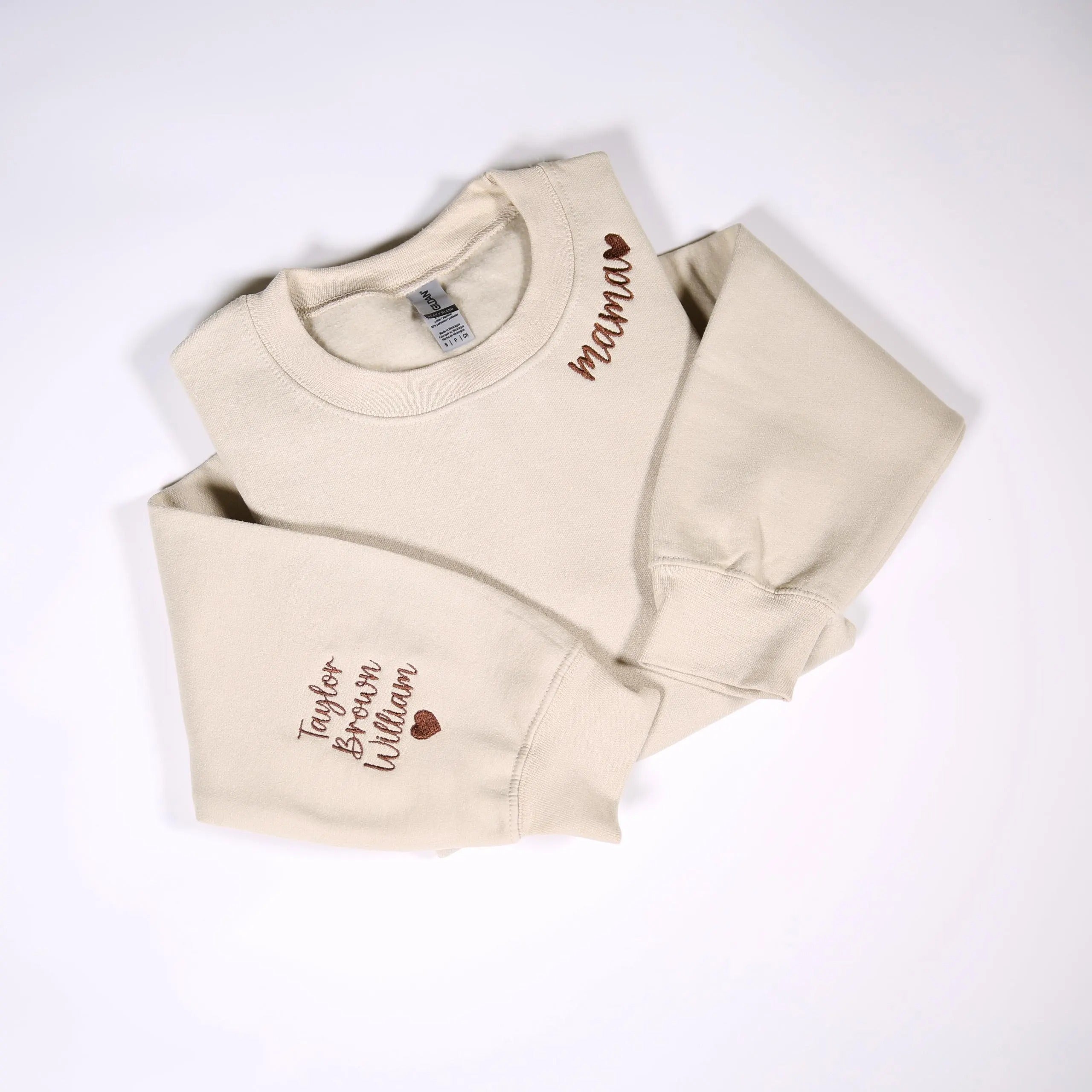 Custom Mama Embroidered Sweatshirt With Kids Names On Sleeve