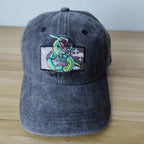Custom Pokemon Hat，Embroidered Vintage Wash Baseball Cap