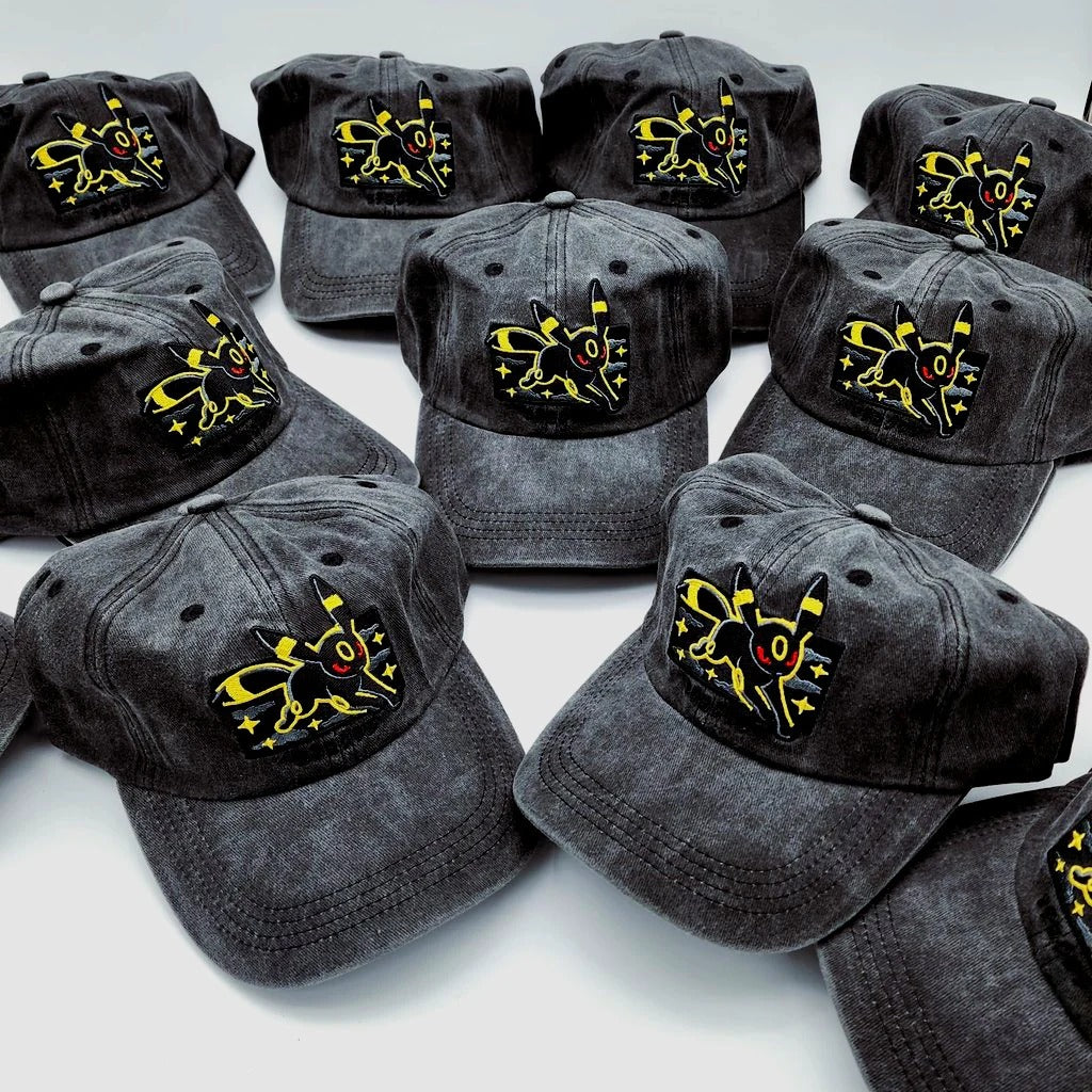 Custom Pokemon Hat，Embroidered Vintage Wash Baseball Cap