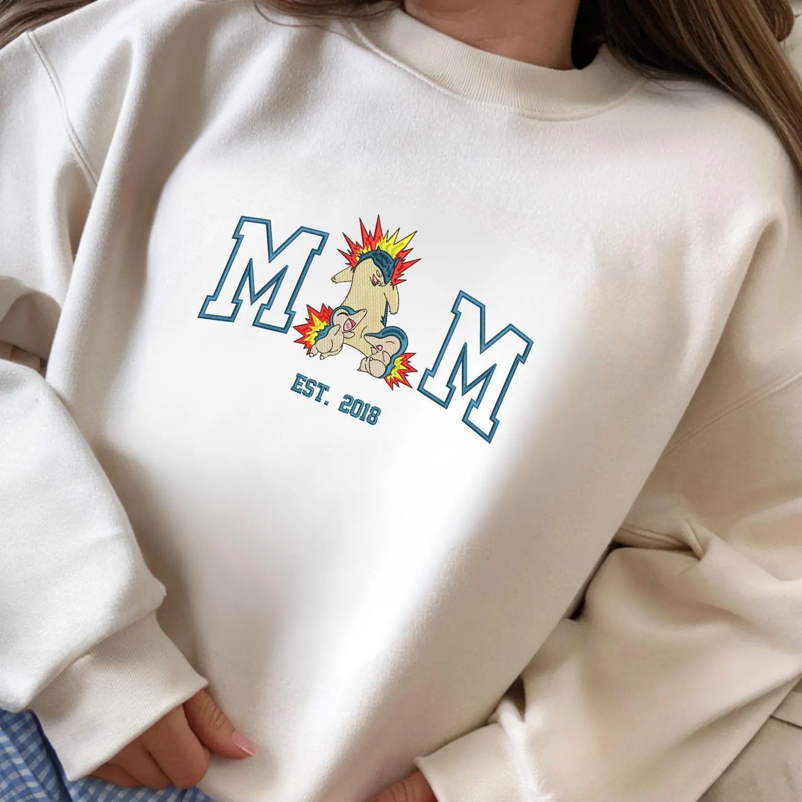 Personalized Mom PKM Embroidered Sweatshirt