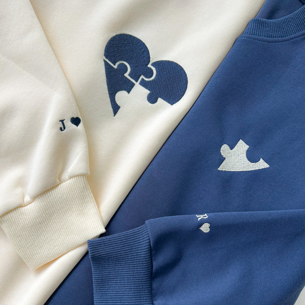 Custom  Heart and Puzzle Piece Sweatshirt