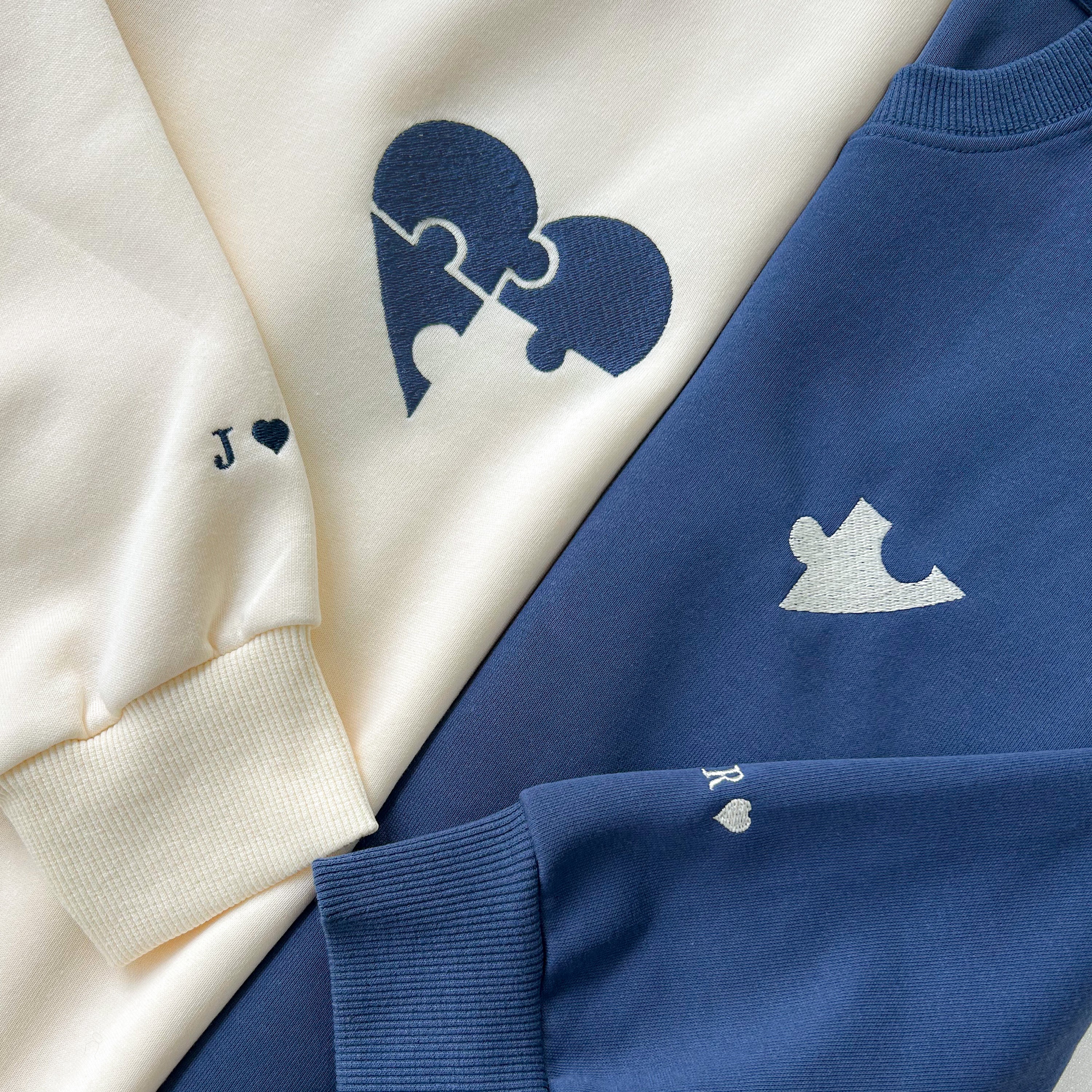 Custom  Heart and Puzzle Piece Sweatshirt