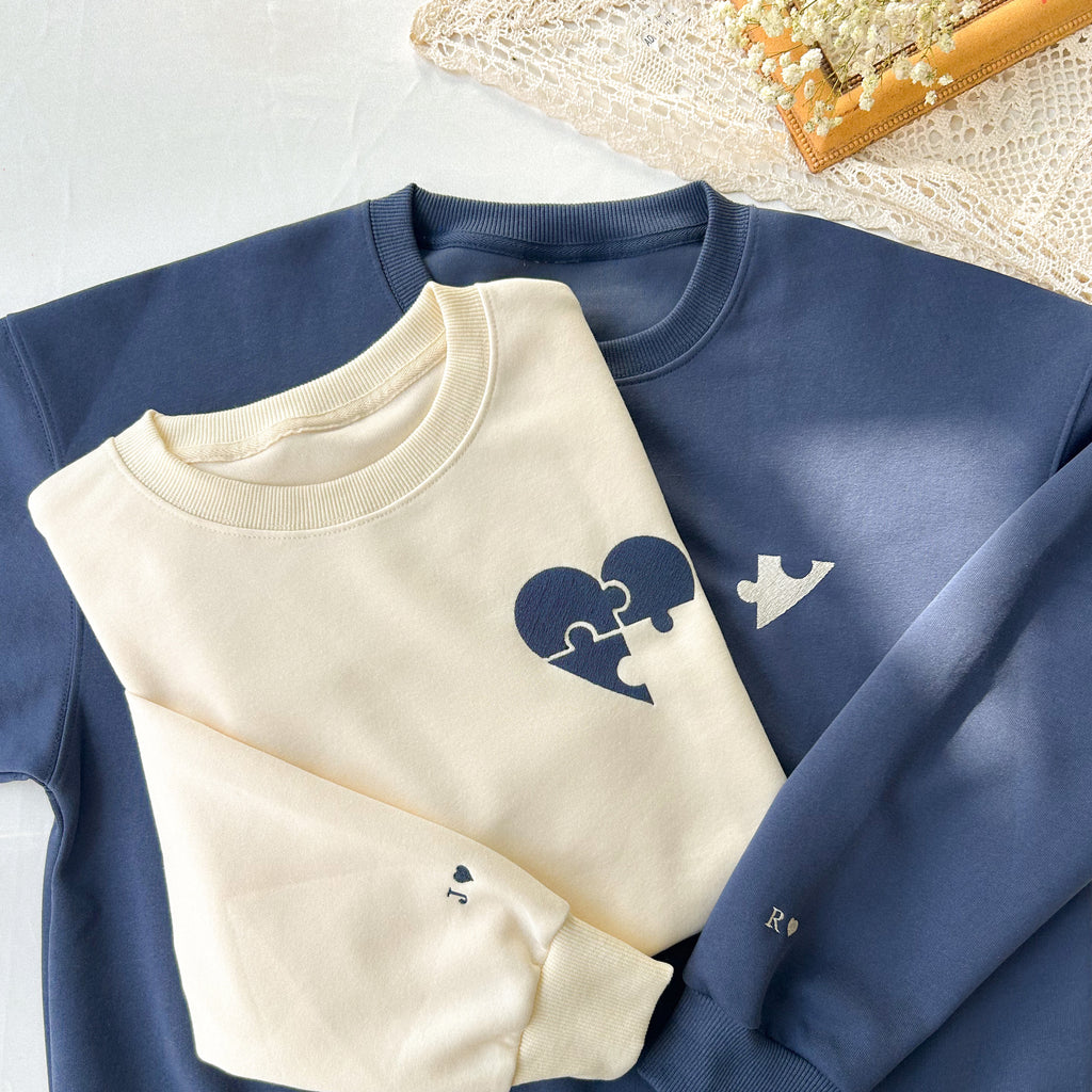 Custom  Heart and Puzzle Piece Sweatshirt