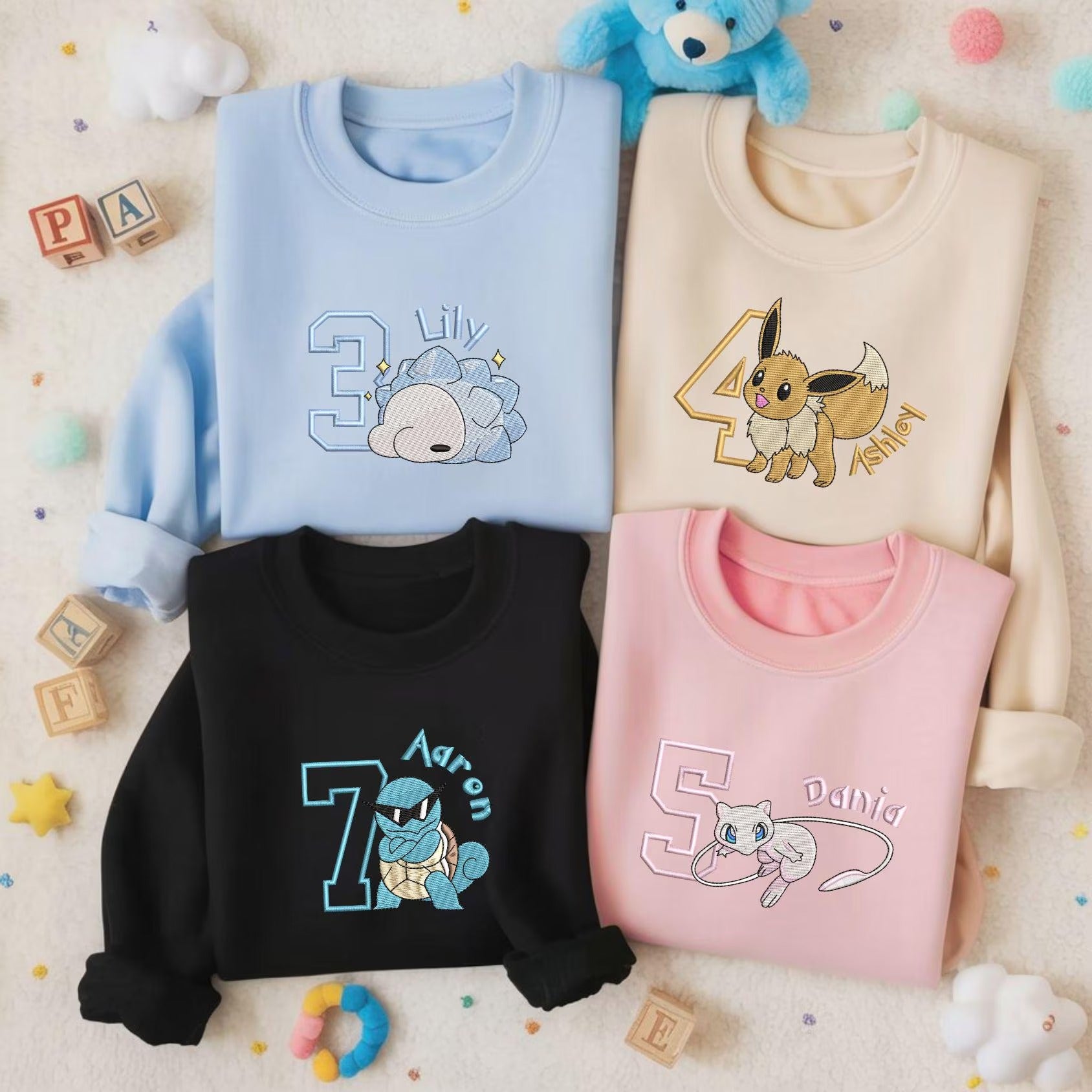Personalized Poke Birthday Embroidered Sweatshirt