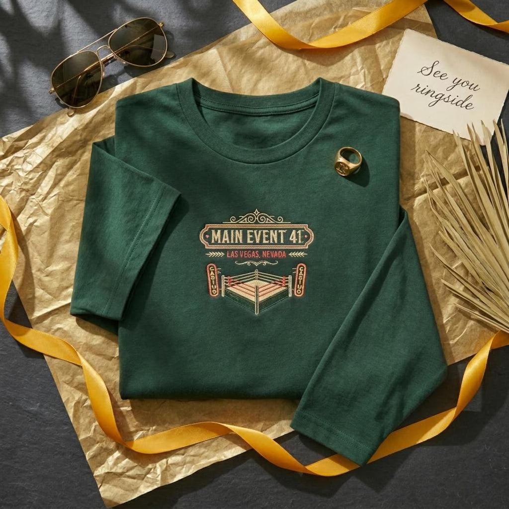 Retro Vegas Main Event 41 Fight Poster Shirt, Embroidered Vintage Wrestling Sweatshirt