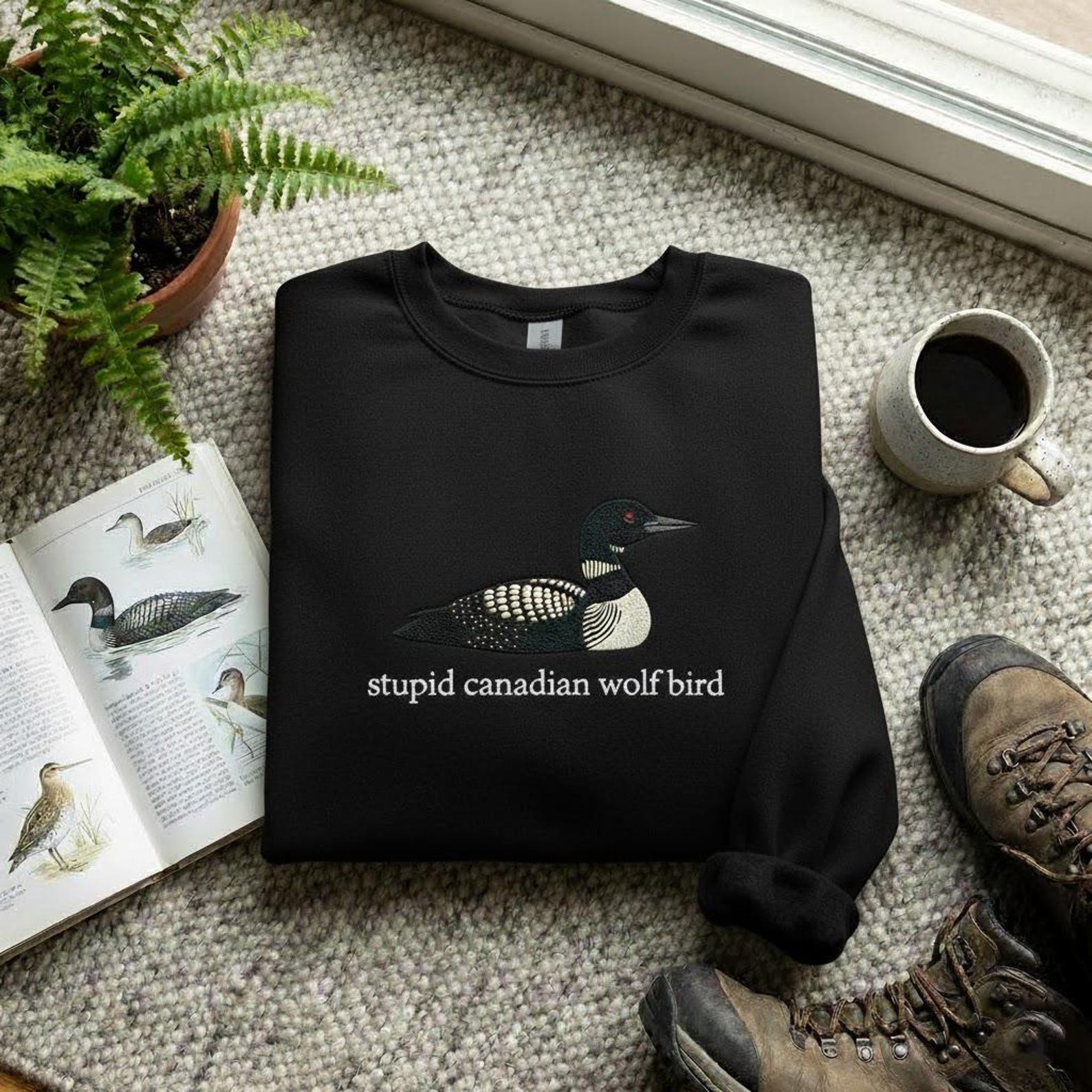 Stupid Canadian Wolf Bird Sweatshirt