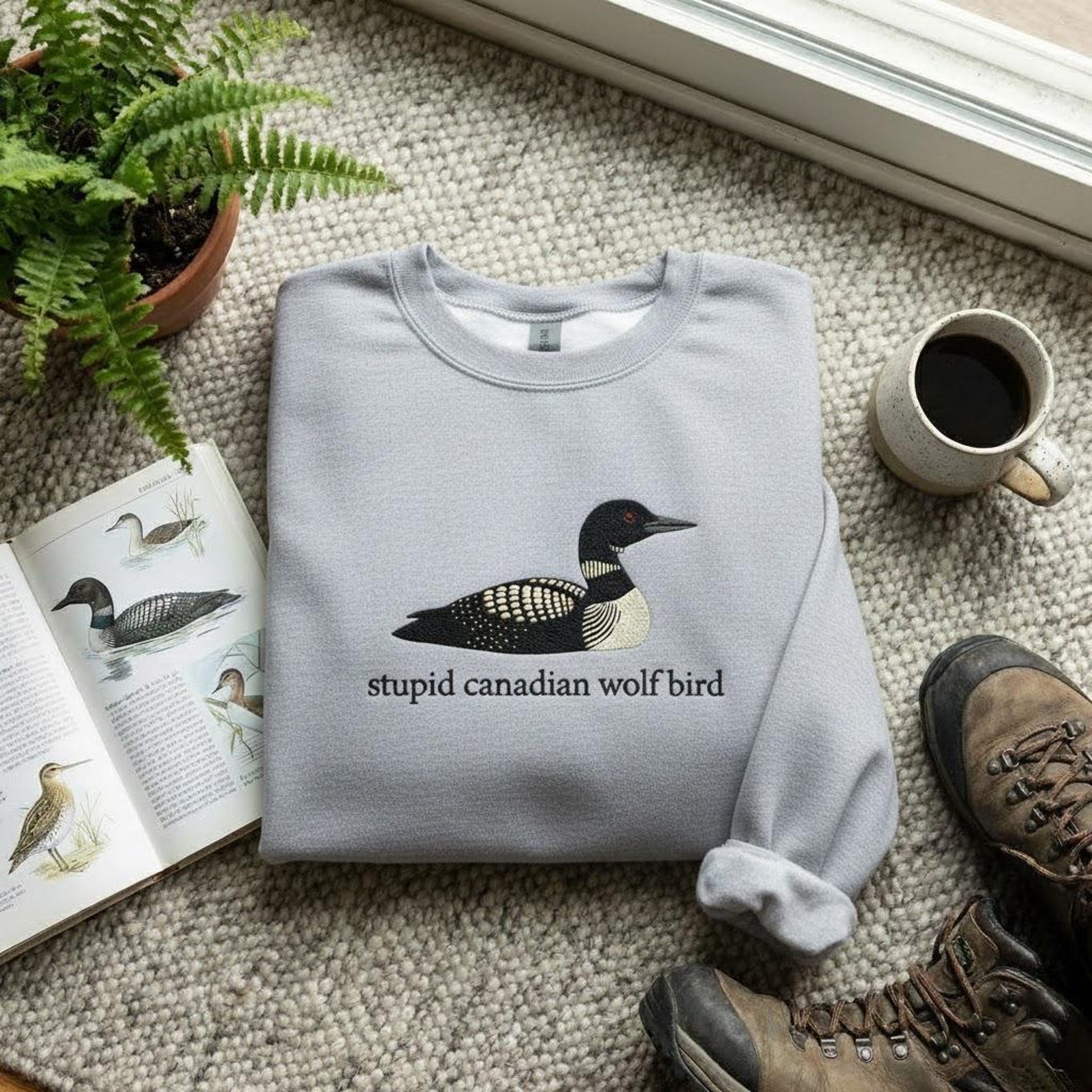 Stupid Canadian Wolf Bird Sweatshirt