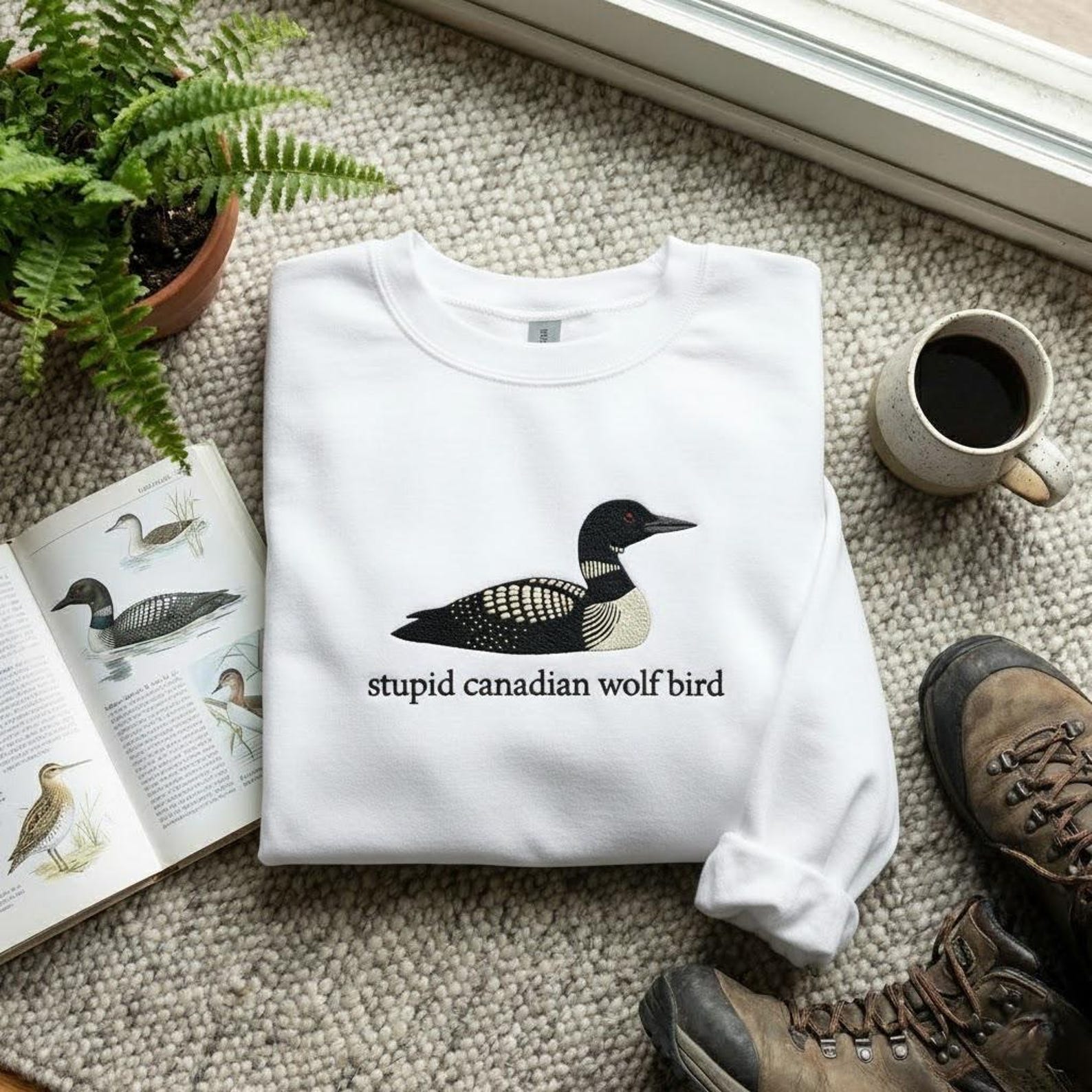 Stupid Canadian Wolf Bird Sweatshirt
