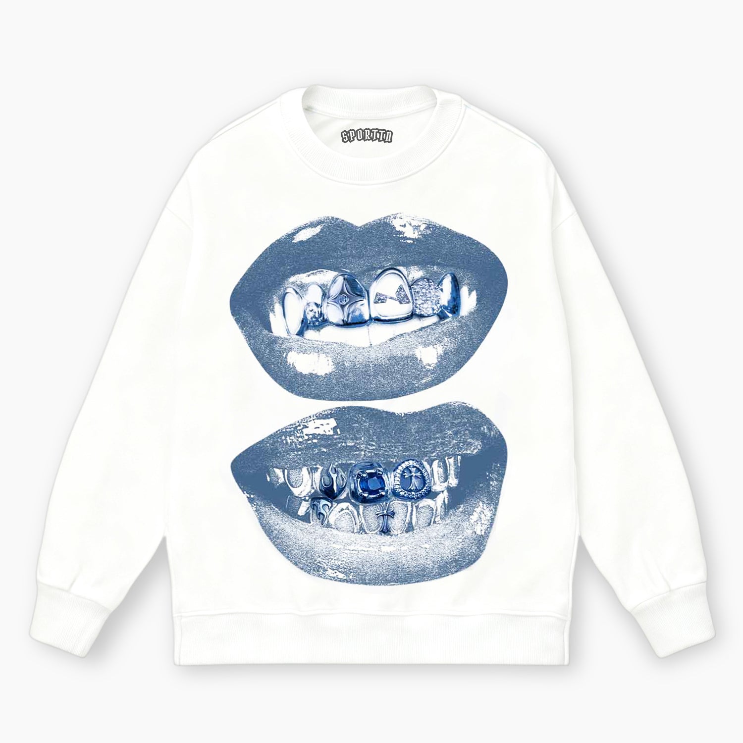 BLUE VINTAGE DIAMOND LIP PRINT V2 TEE