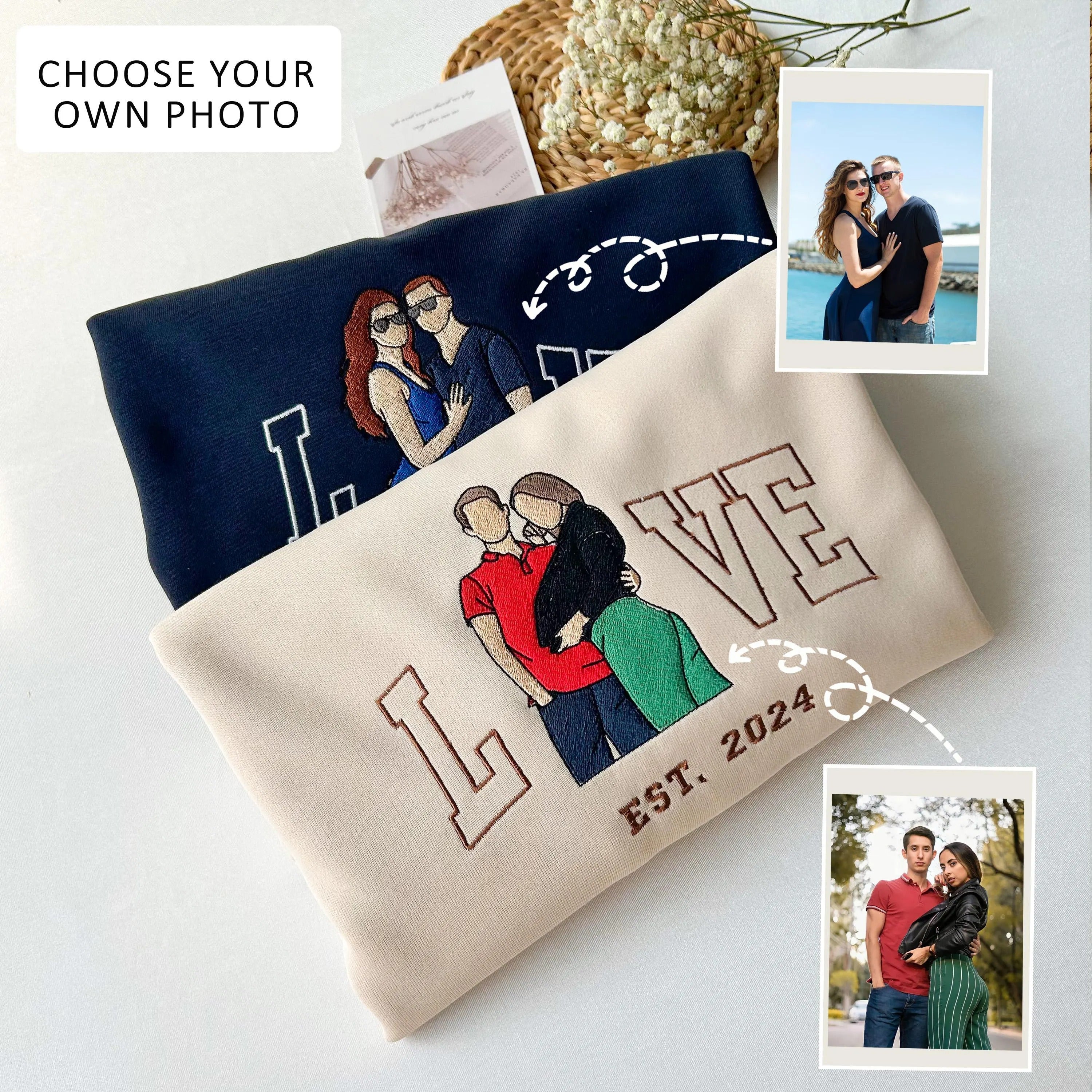 Couple Matched Custom Embroidered Sweatshirt