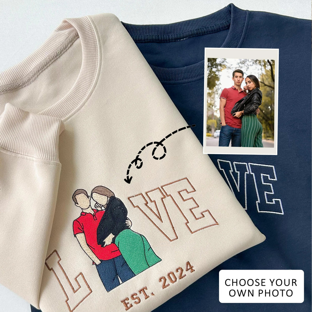 Couple Matched Custom Embroidered Sweatshirt