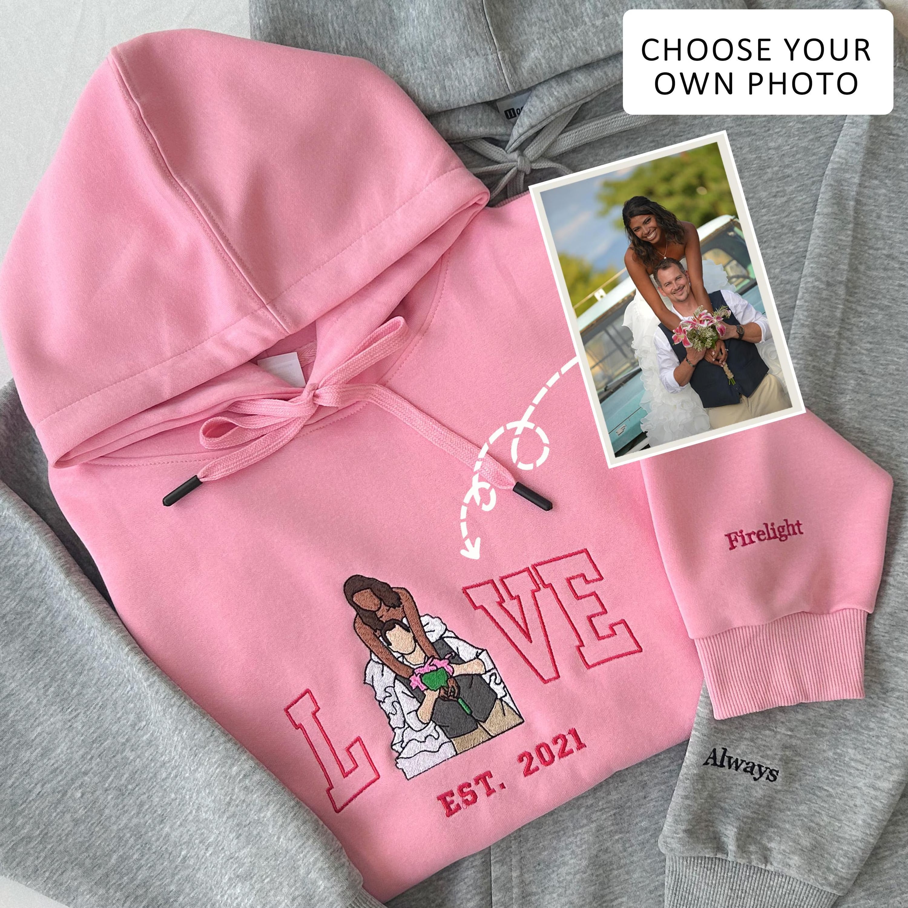 Anniversary LOVE Photo Custom Embroidered Sweatshirt