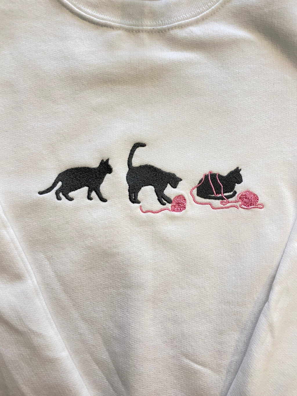Cat with Yarn Embroidered Sweatshirt