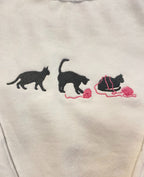 Cat with Yarn Embroidered Sweatshirt
