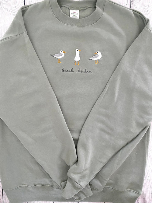 Beach Chicken (Seagull) Embroidered Sweatshirt